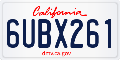 CA license plate 6UBX261