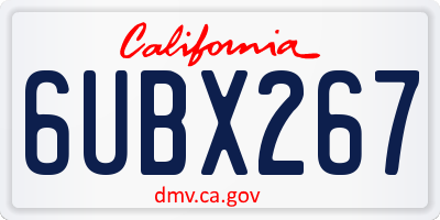 CA license plate 6UBX267