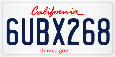 CA license plate 6UBX268