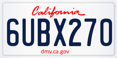 CA license plate 6UBX270