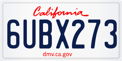 CA license plate 6UBX273