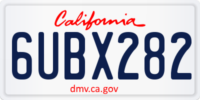 CA license plate 6UBX282
