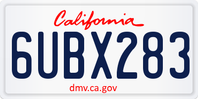 CA license plate 6UBX283