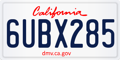 CA license plate 6UBX285