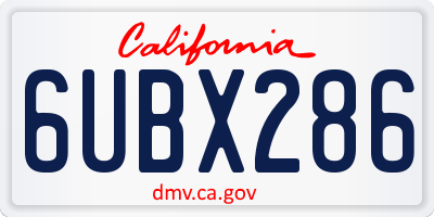 CA license plate 6UBX286