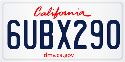 CA license plate 6UBX290