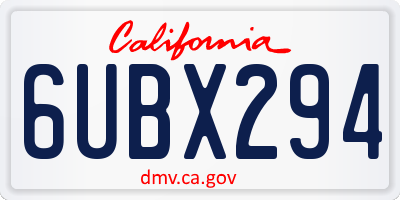 CA license plate 6UBX294