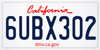 CA license plate 6UBX302
