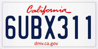 CA license plate 6UBX311