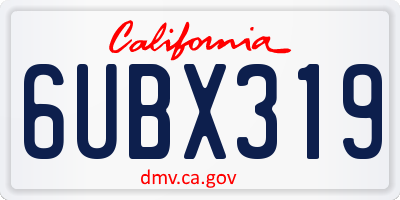 CA license plate 6UBX319