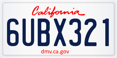 CA license plate 6UBX321