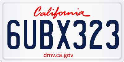 CA license plate 6UBX323