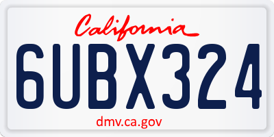 CA license plate 6UBX324