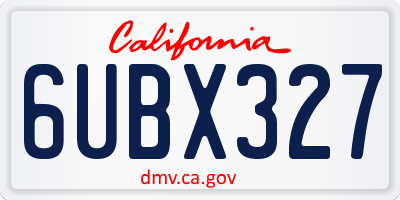 CA license plate 6UBX327