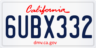 CA license plate 6UBX332
