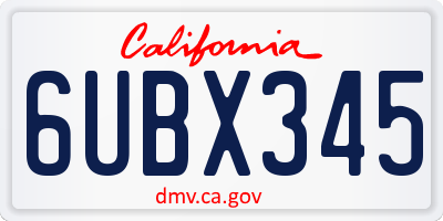 CA license plate 6UBX345
