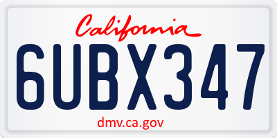 CA license plate 6UBX347