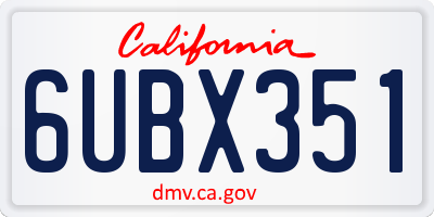 CA license plate 6UBX351