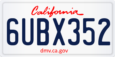 CA license plate 6UBX352