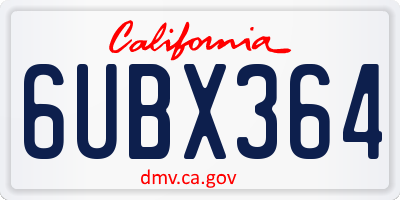 CA license plate 6UBX364