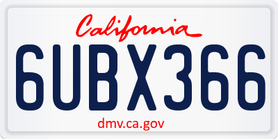 CA license plate 6UBX366