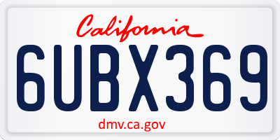 CA license plate 6UBX369