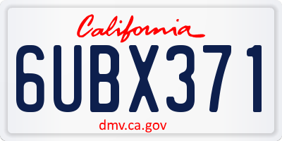 CA license plate 6UBX371