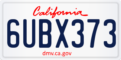 CA license plate 6UBX373