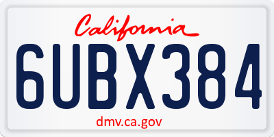 CA license plate 6UBX384
