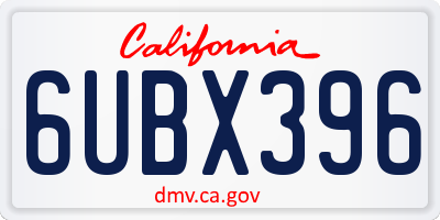 CA license plate 6UBX396
