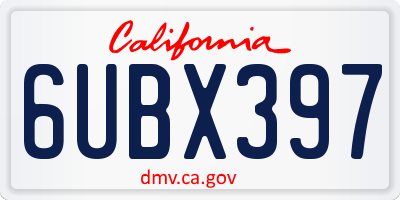 CA license plate 6UBX397