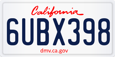 CA license plate 6UBX398
