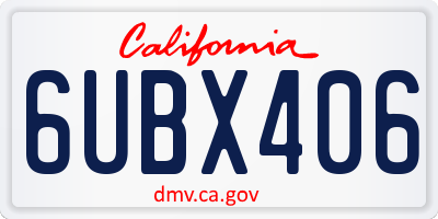 CA license plate 6UBX406