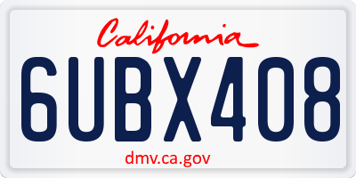 CA license plate 6UBX408