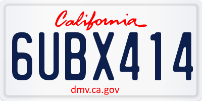 CA license plate 6UBX414