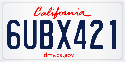 CA license plate 6UBX421