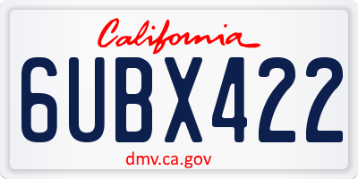 CA license plate 6UBX422