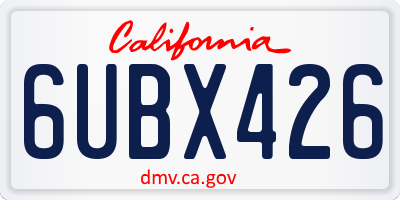 CA license plate 6UBX426