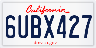 CA license plate 6UBX427