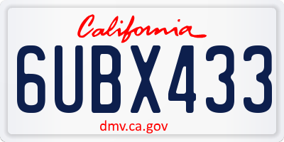 CA license plate 6UBX433