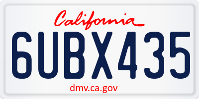 CA license plate 6UBX435