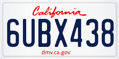 CA license plate 6UBX438