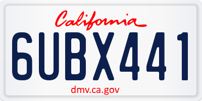 CA license plate 6UBX441