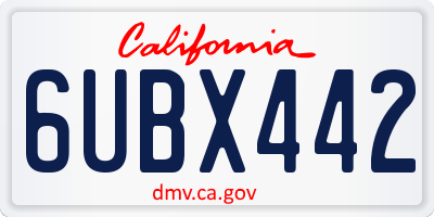 CA license plate 6UBX442