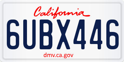 CA license plate 6UBX446