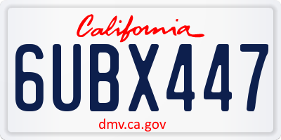 CA license plate 6UBX447