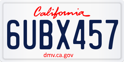 CA license plate 6UBX457