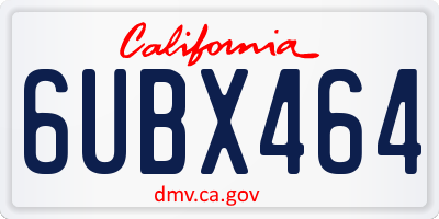 CA license plate 6UBX464