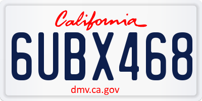 CA license plate 6UBX468