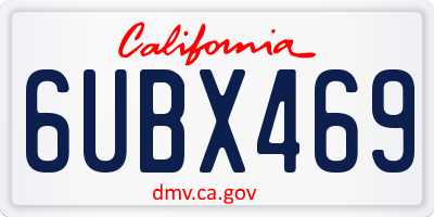 CA license plate 6UBX469